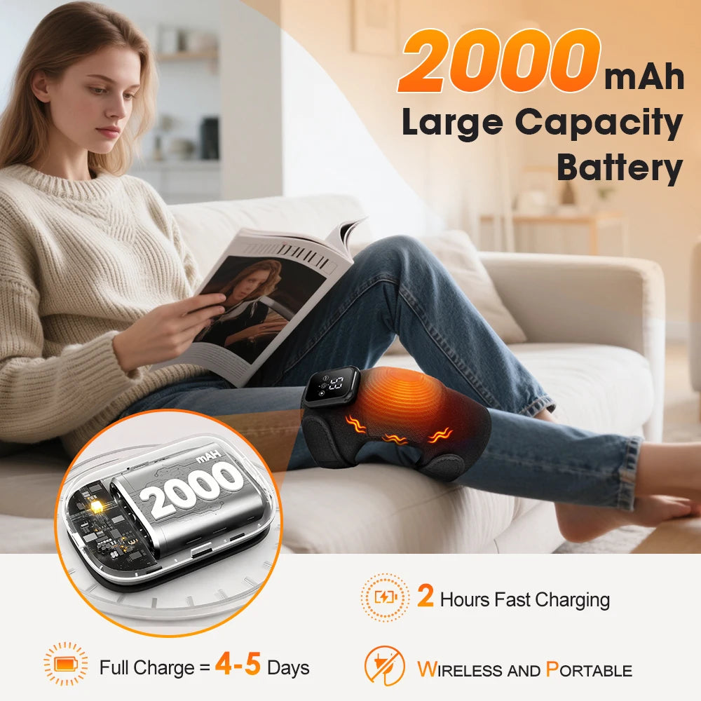 1Pcs/2Pcs Heated Knee Massager, Thermal Knee Support Wrap, 3 Level Adjustable Vibration Heating Pad ,Knee Relaxation Leg Warmer