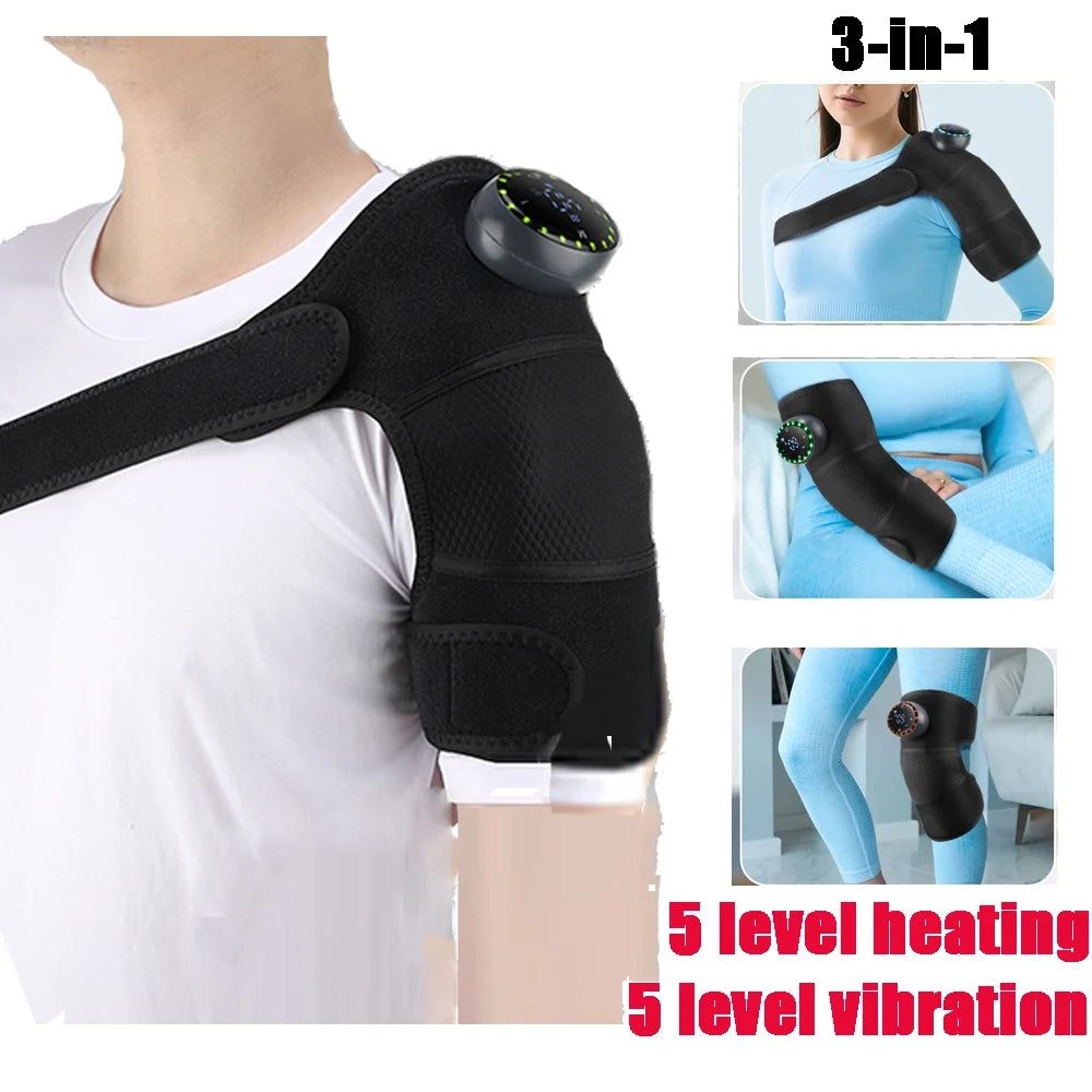 Heated Shoulder Heating Massage Belt Rechargeable Vibration Pad Electric Arm Muscle Relax Machine 3 Gear Shoulder Support Brace