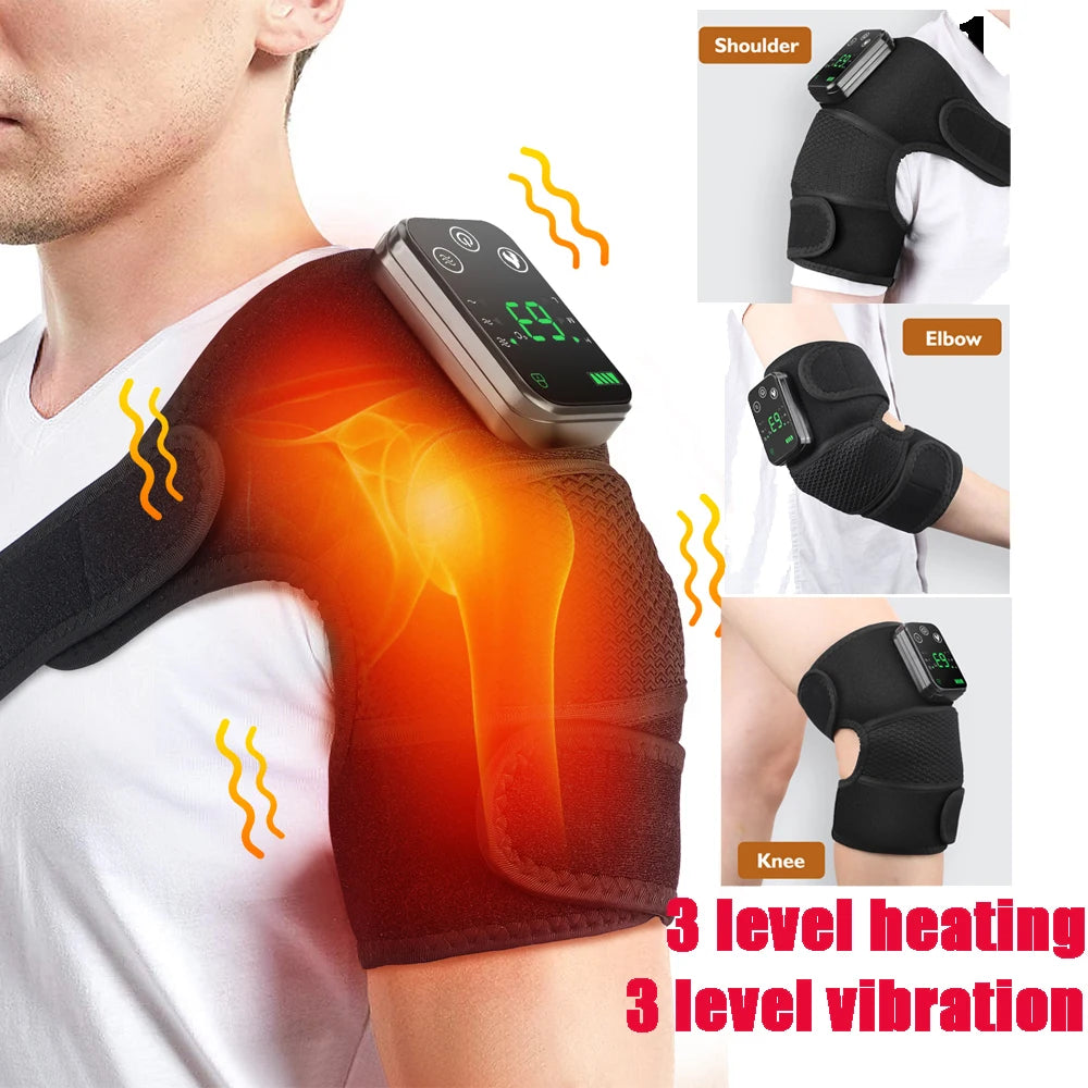 Heated Shoulder Heating Massage Belt Rechargeable Vibration Pad Electric Arm Muscle Relax Machine 3 Gear Shoulder Support Brace
