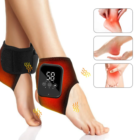 Electric Ankle Massager Foot Massager Hot Compress Vibration Massage Joint Protection Heated Brace for Plantar Fasciitis